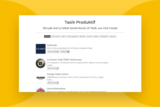 Hasil karya projek Tasik Produktif belajar design dan code di BuildWithAngga