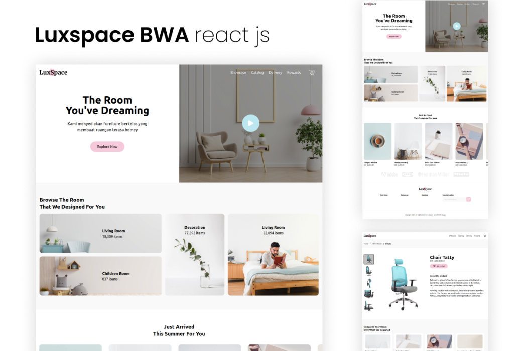 Hasil karya Luxspace Furniture - React js di BuildWithAngga