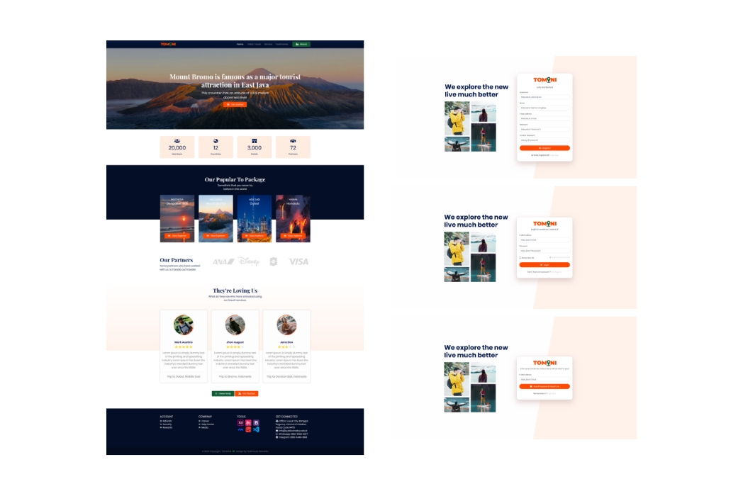 Hasil karya projek Tomini Travel belajar design dan code di BuildWithAngga