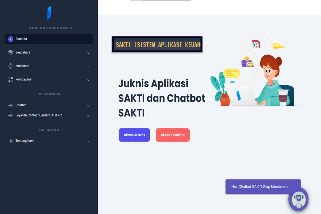 Hasil karya Web Dokumentasi Juknis Aplikasi SAKTI & Chatbot di BuildWithAngga