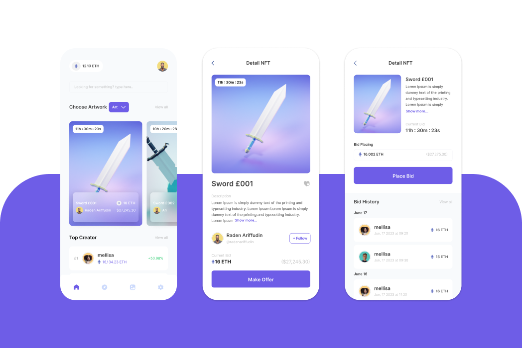 Hasil karya NFT App di BuildWithAngga