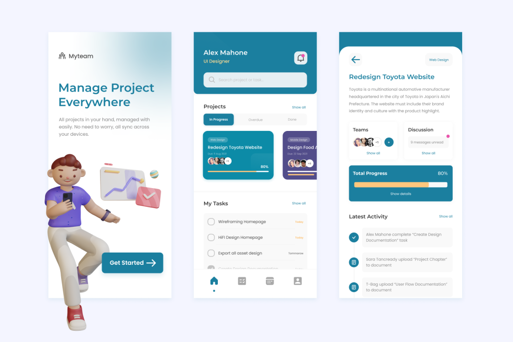 Hasil karya My Team - Project Management App belajar di BuildWithAngga