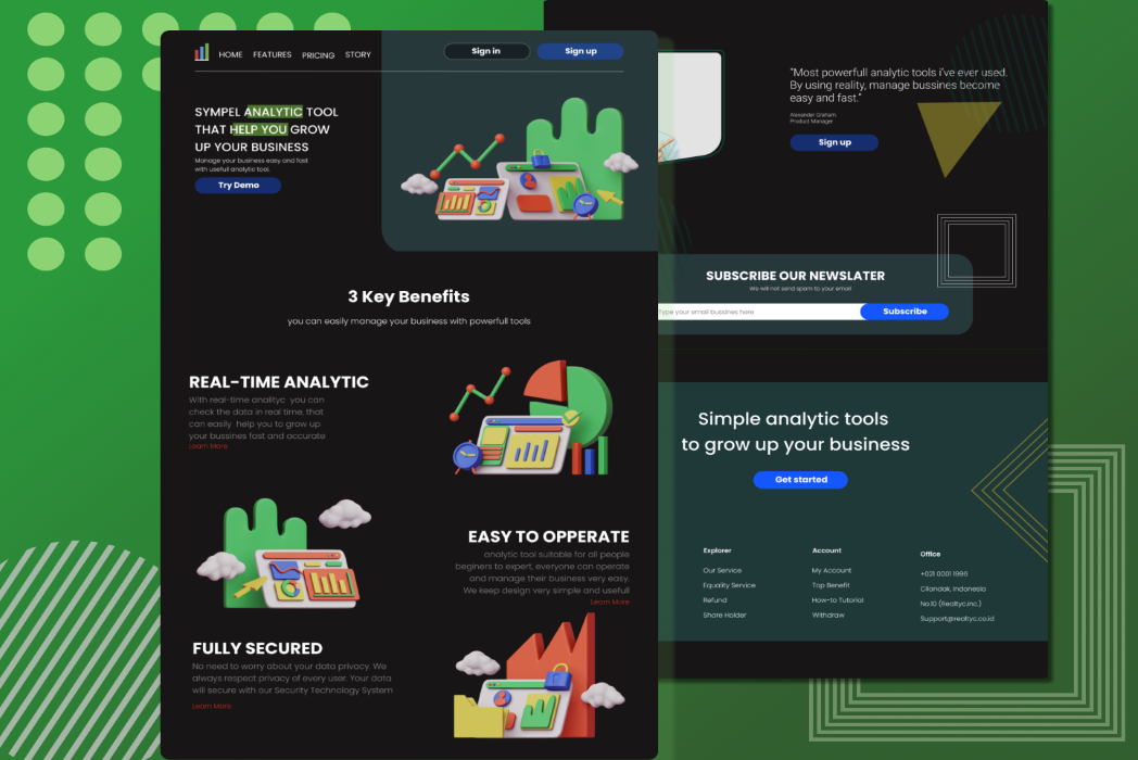 Hasil karya projek 3D Blender & UI UX Landing Page, KELAS PROJECTS belajar design dan code di BuildWithAngga