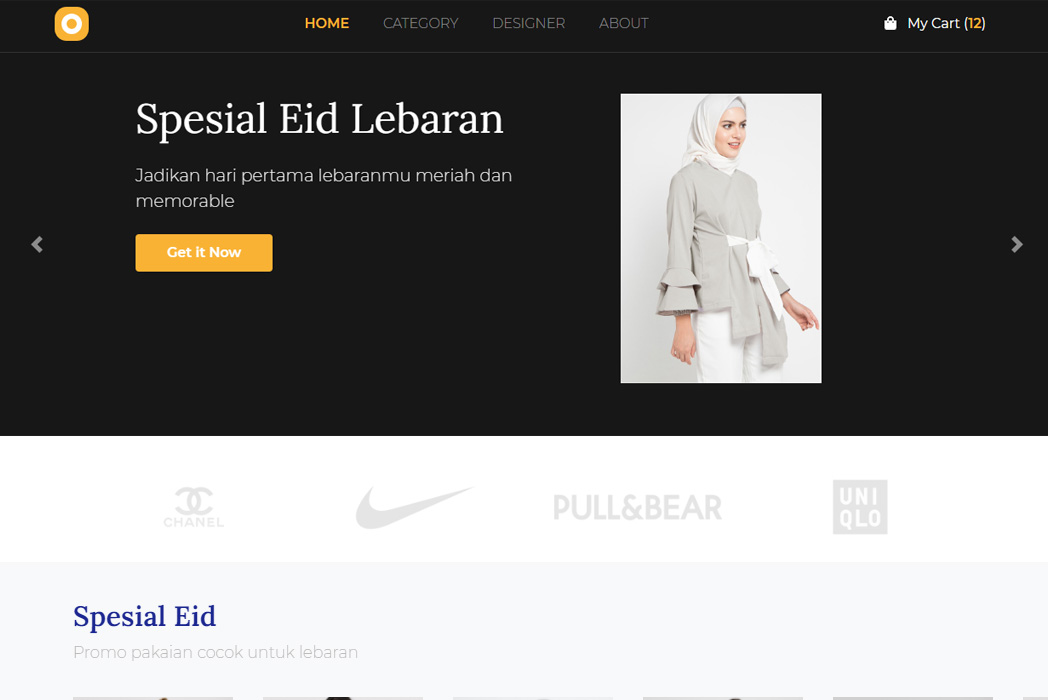 Hasil karya projek Web Design Hefa Store belajar design dan code di BuildWithAngga