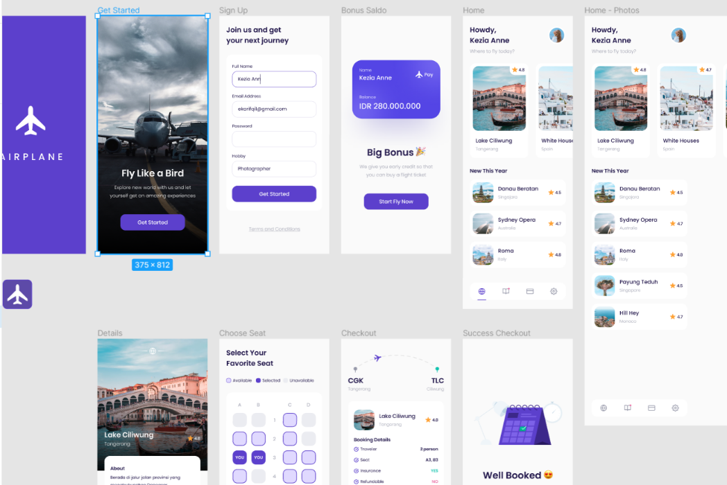 Hasil karya Flutter Airplane Project di BuildWithAngga
