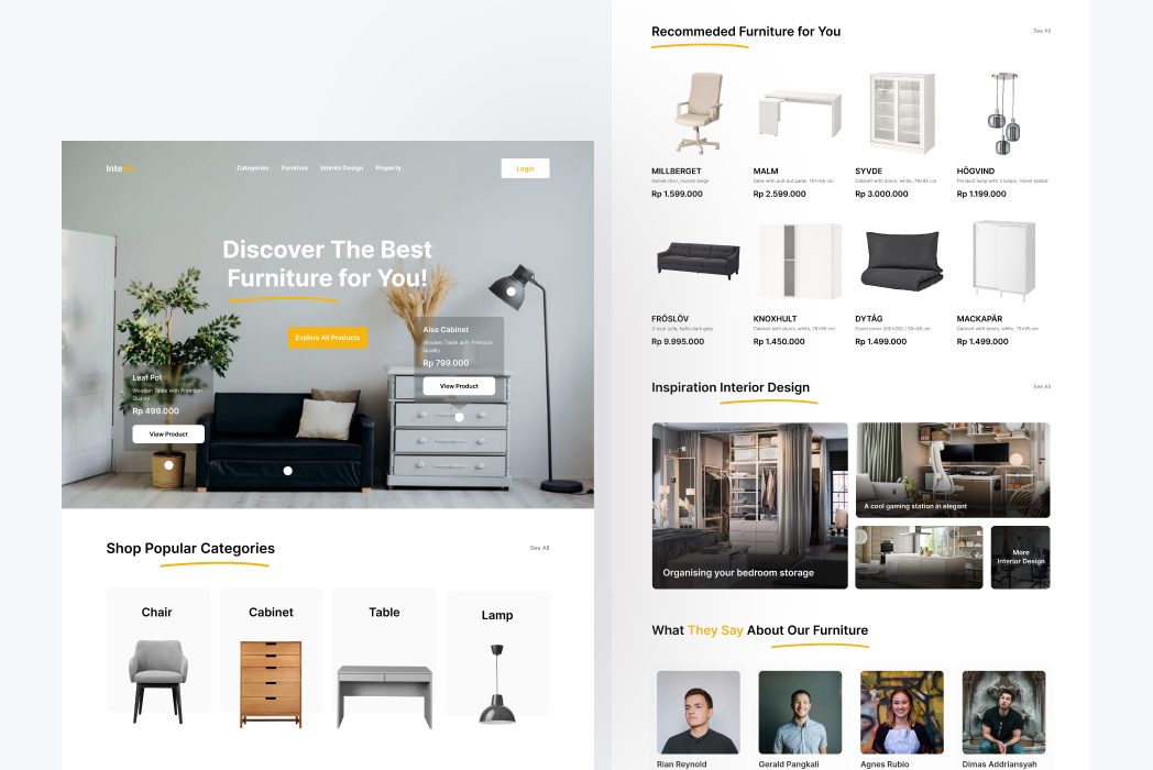 Hasil karya Interio - Furniture Website App di BuildWithAngga