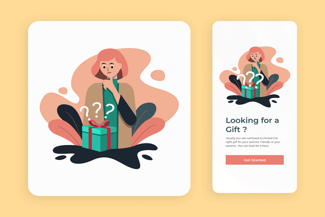 Hasil karya Illustrasi karakter mencari kado di BuildWithAngga