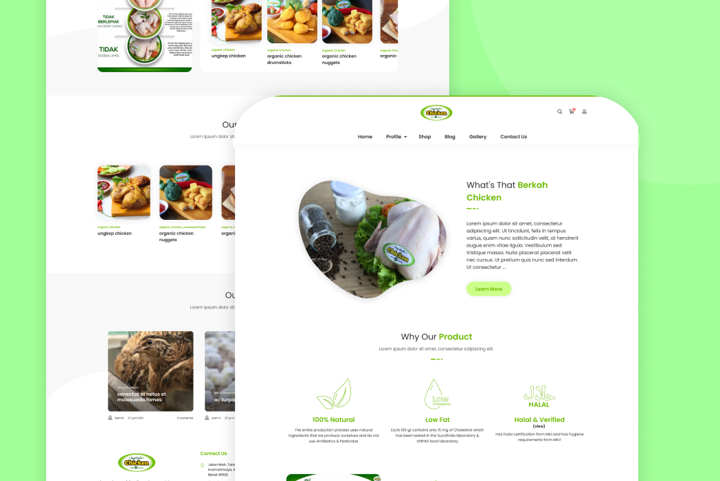Hasil karya Organic Chicken Website di BuildWithAngga
