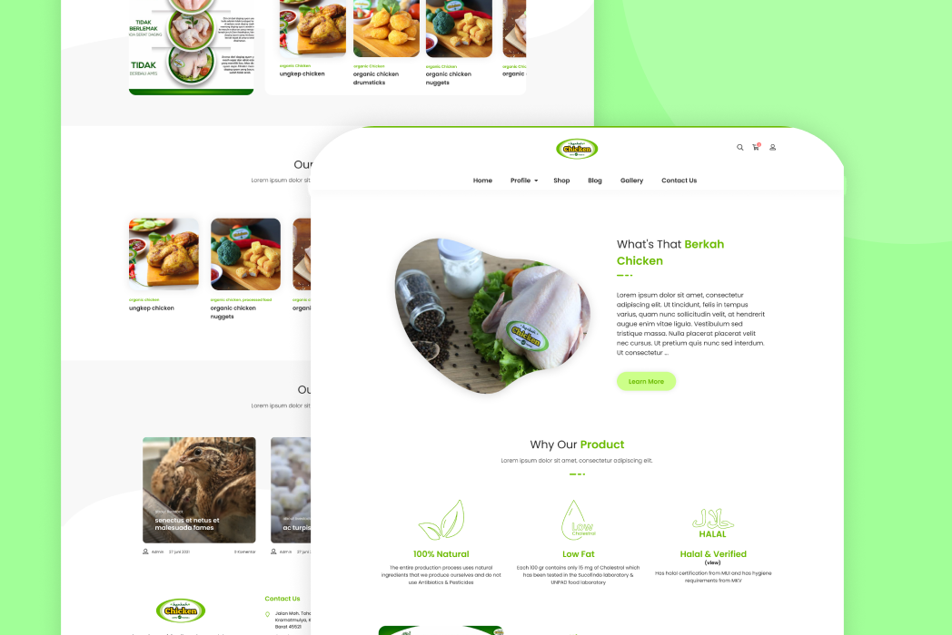 Hasil karya projek Organic Chicken Website belajar design dan code di BuildWithAngga