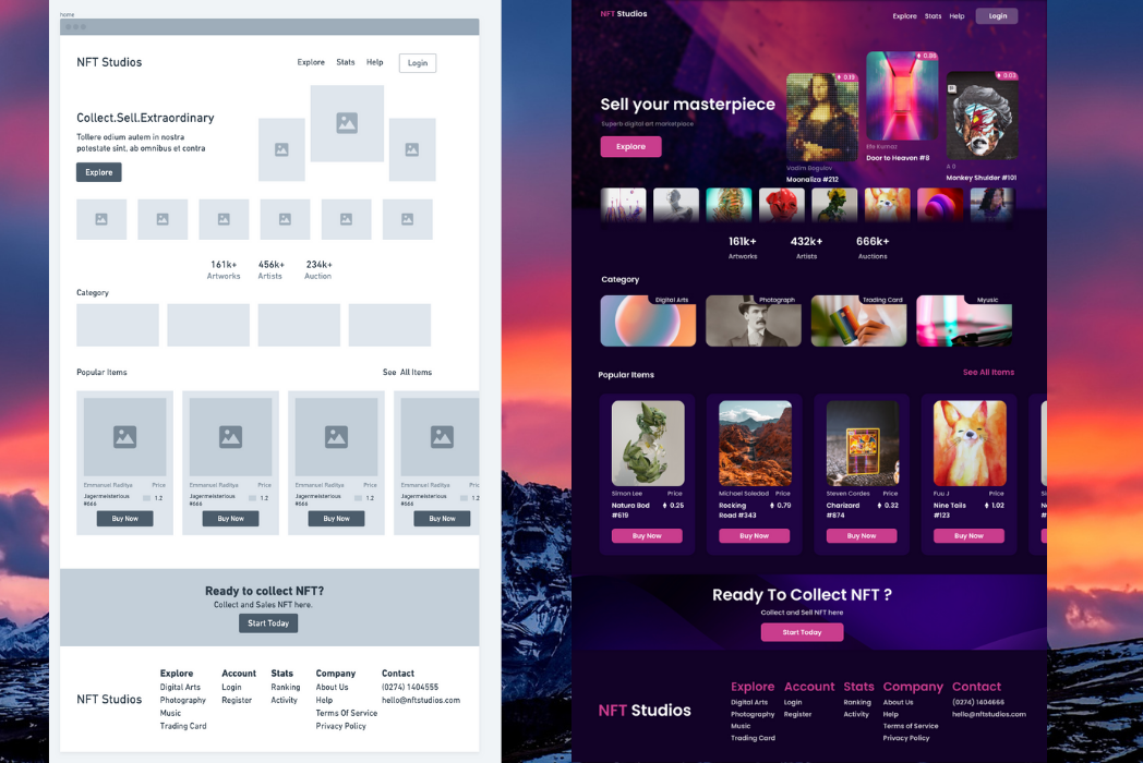 Hasil karya NFT Studios Website di BuildWithAngga