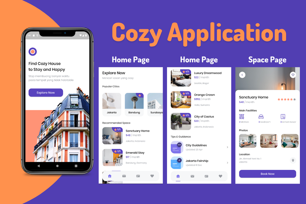 Hasil karya projek Cozy: Aplikasi Pencari Kos-Kosan belajar design dan code di BuildWithAngga