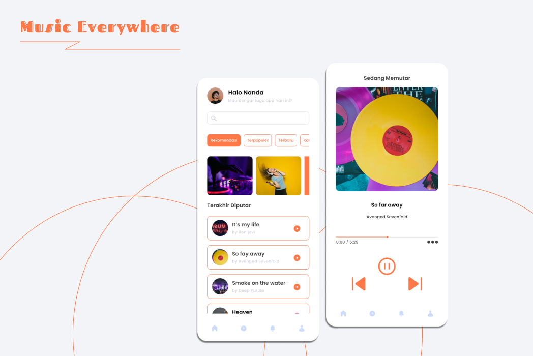 Hasil karya projek Music App belajar design dan code di BuildWithAngga