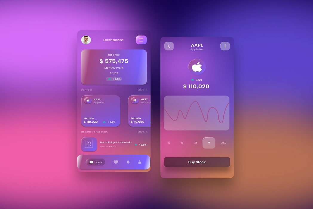 Hasil karya Glassmorphism Mobile App di BuildWithAngga
