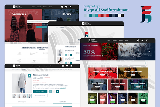 Hasil karya projek Hefa Store Web UI/UX on Adobe XD belajar design dan code di BuildWithAngga