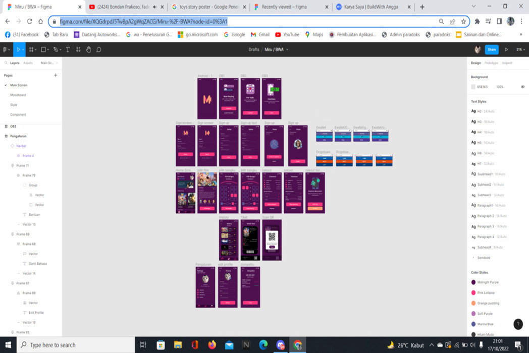 Hasil karya projek Miru Ui/Ux belajar design dan code di BuildWithAngga