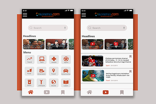 Hasil karya projek Re Design Kompas News App & Mobile App Development belajar design dan code di BuildWithAngga