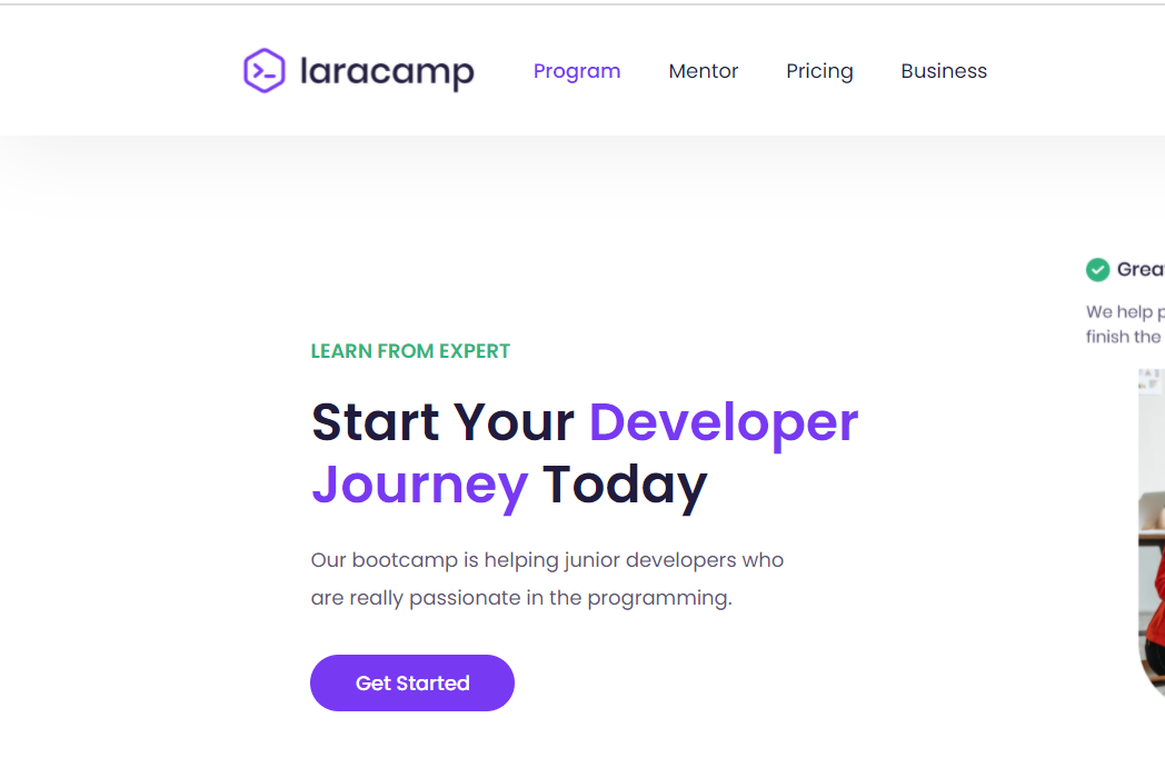Hasil karya Laracamp di BuildWithAngga