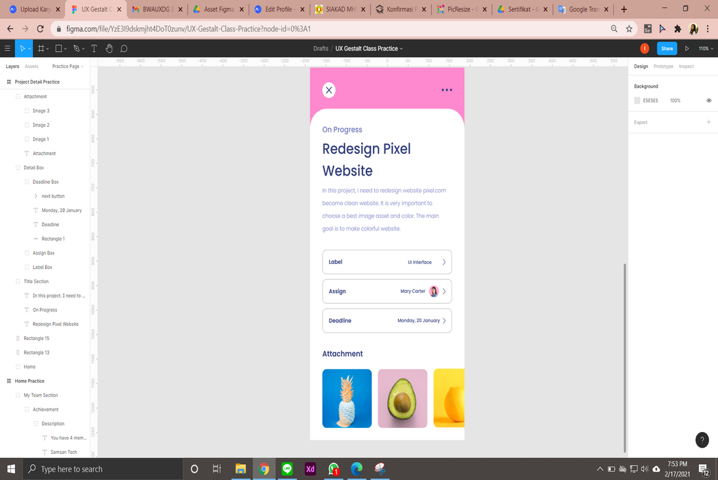 Hasil karya UI/UX Getstalt Pricinple di BuildWithAngga