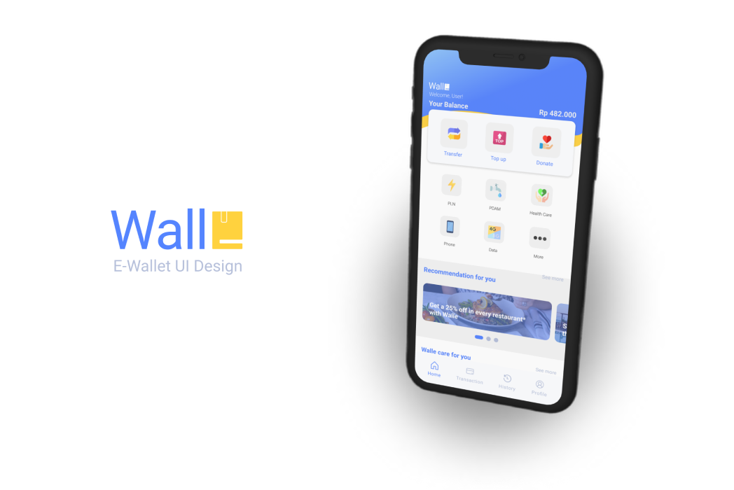 Hasil karya Walle - E Wallet UI Design belajar di BuildWithAngga
