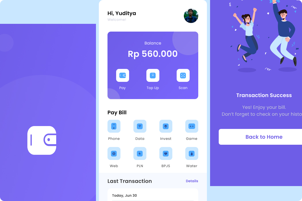 Hasil karya Mony Application UI belajar di BuildWithAngga