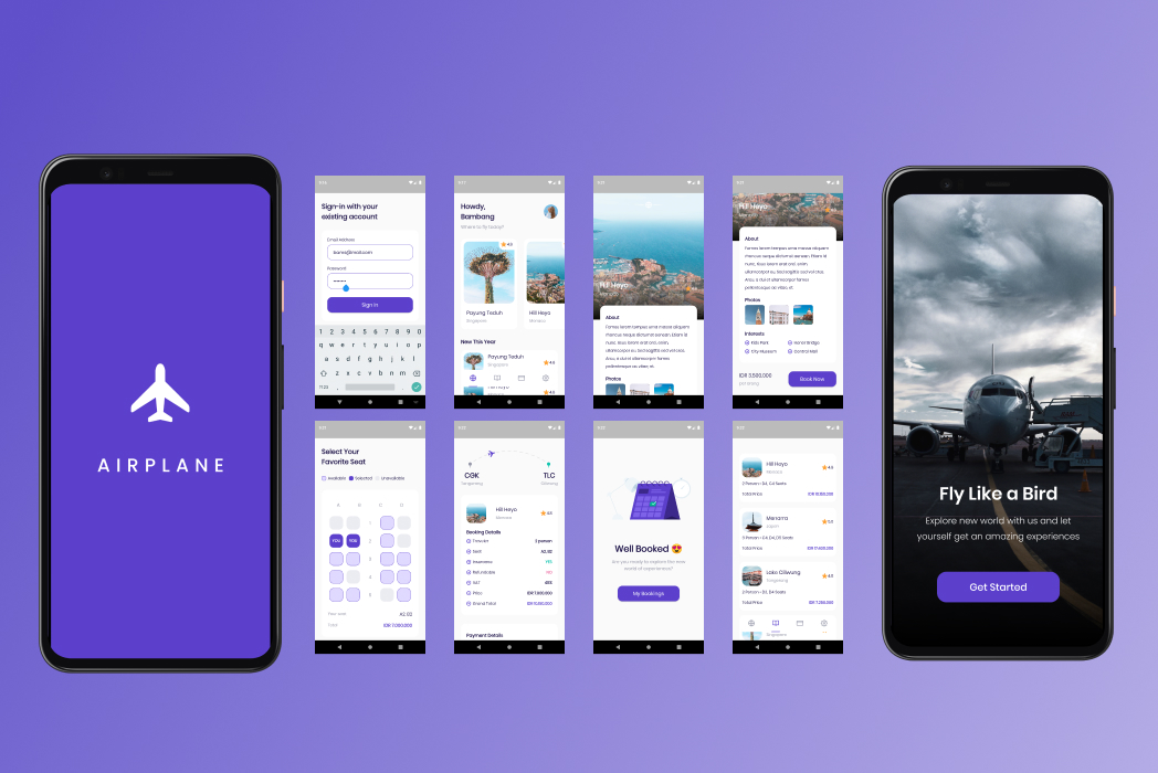 Hasil karya Airplane Travel App di BuildWithAngga