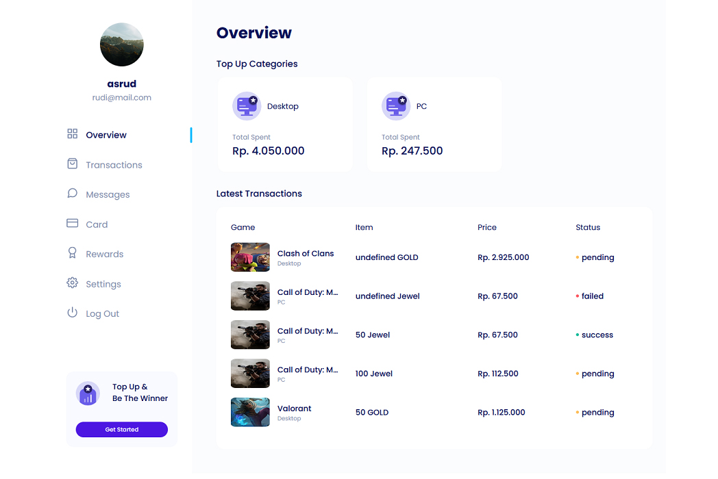 Hasil karya Voucher Game di BuildWithAngga