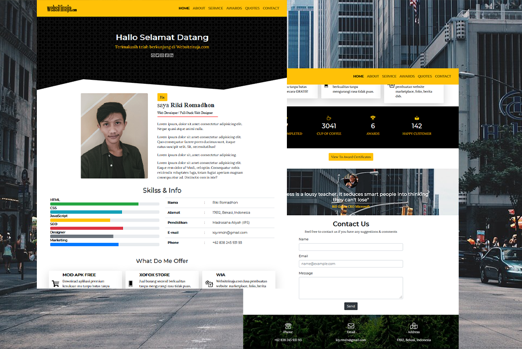 Hasil karya Landing Page Portofolio di BuildWithAngga