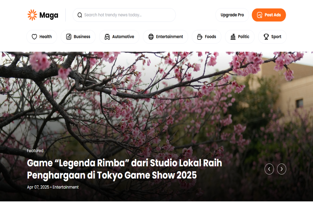 Hasil karya Maga - Web Portal Berita Dinamis Berbasis Laravel 12 dan MySQL di BuildWithAngga