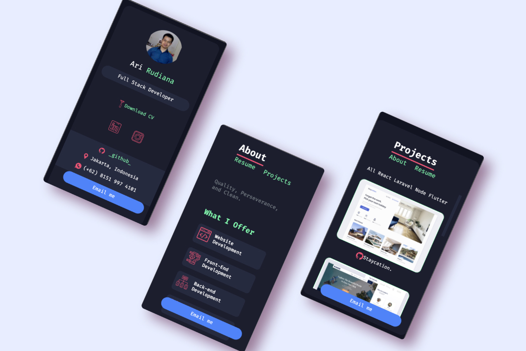 Hasil karya Web personal portfolio di BuildWithAngga