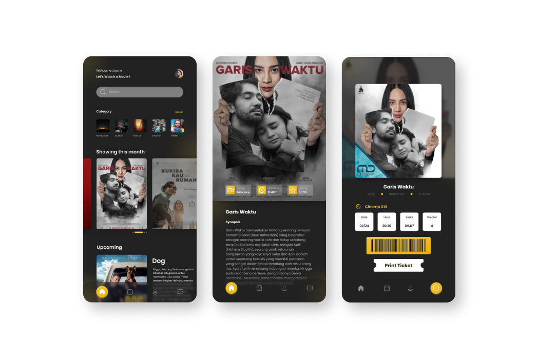 Hasil karya Movie Ticket Booking App di BuildWithAngga