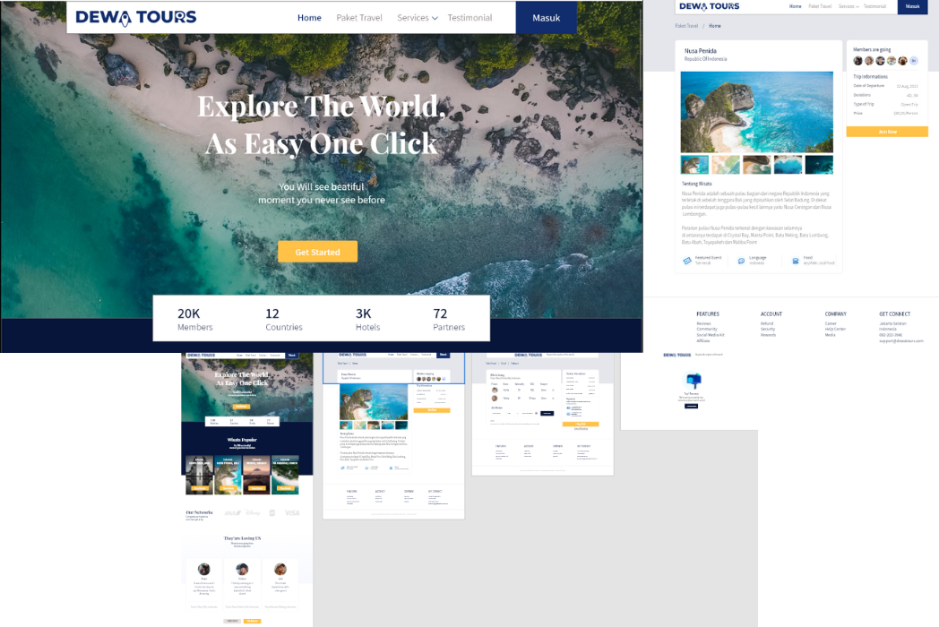 Hasil karya projek UI/UX Web Design Travel Agency belajar design dan code di BuildWithAngga