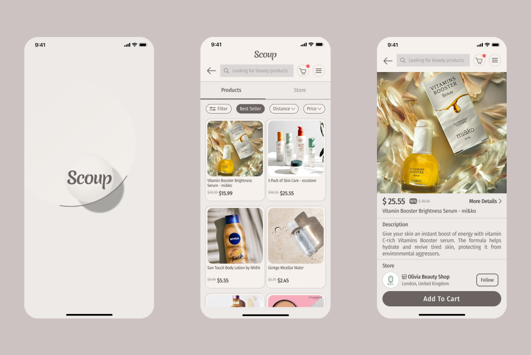 Hasil karya Scoup - Beauty Product App di BuildWithAngga