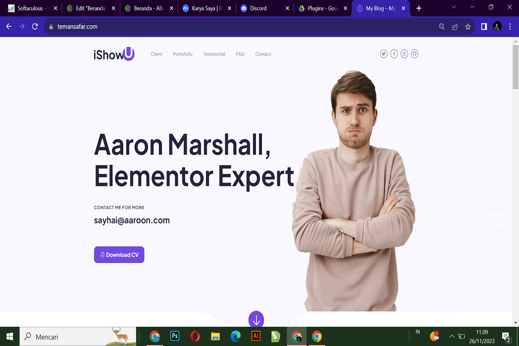 Hasil karya Aaron Marshal Portfolio di BuildWithAngga