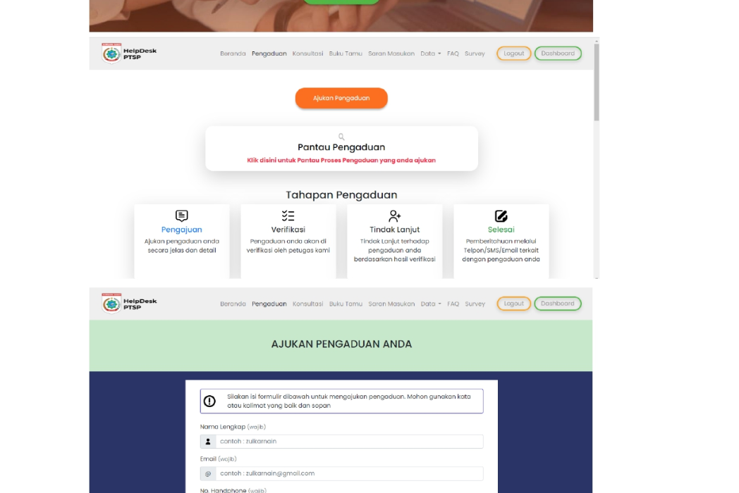 Hasil karya Layanan Publik e-Helpdesk belajar di BuildWithAngga