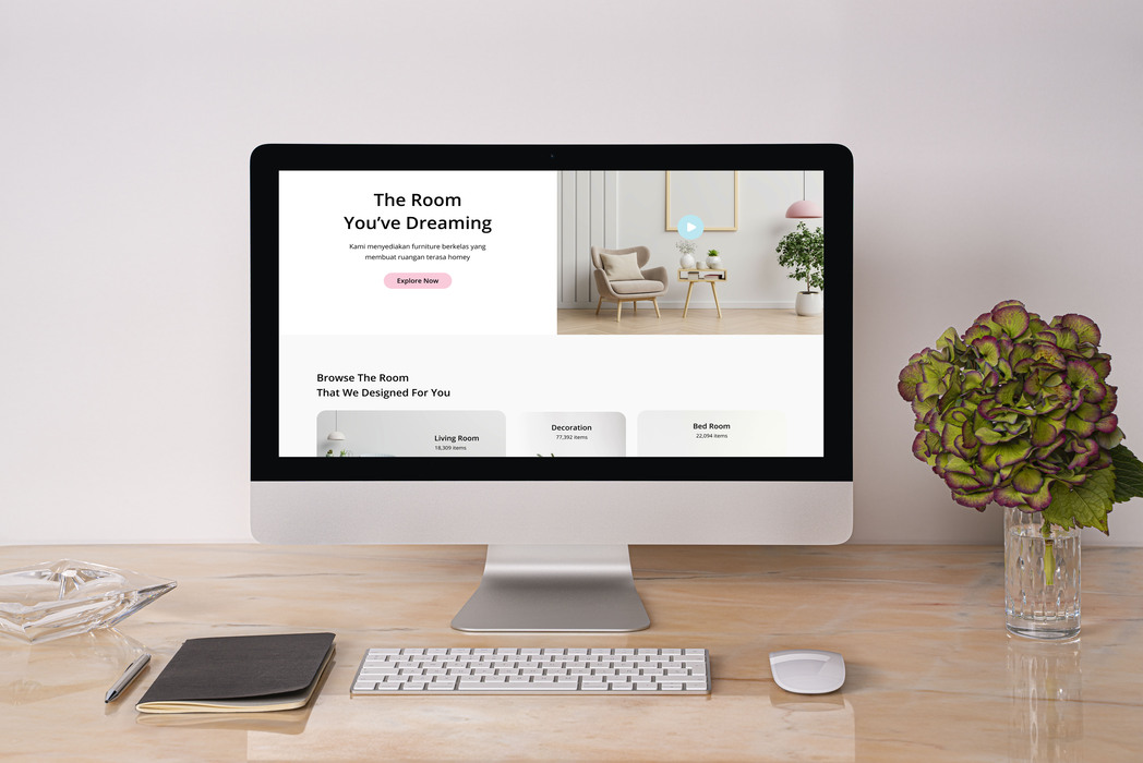Hasil karya projek Furniture E-commerce Website belajar design dan code di BuildWithAngga