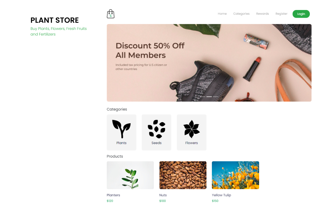 Hasil karya Plant Store di BuildWithAngga