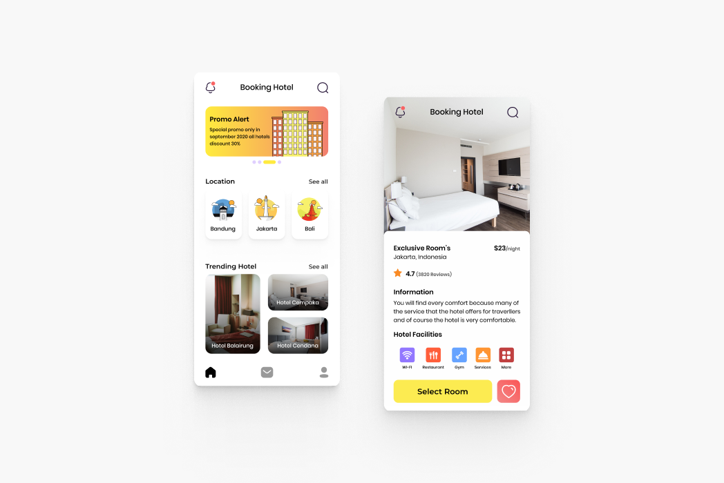Hasil karya UI Design Booking Hotel di BuildWithAngga