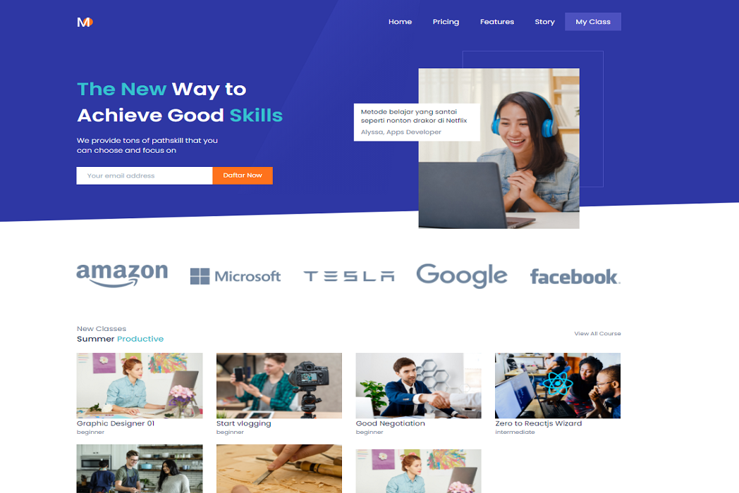 Hasil karya Web Kelas OnlineKu belajar di BuildWithAngga