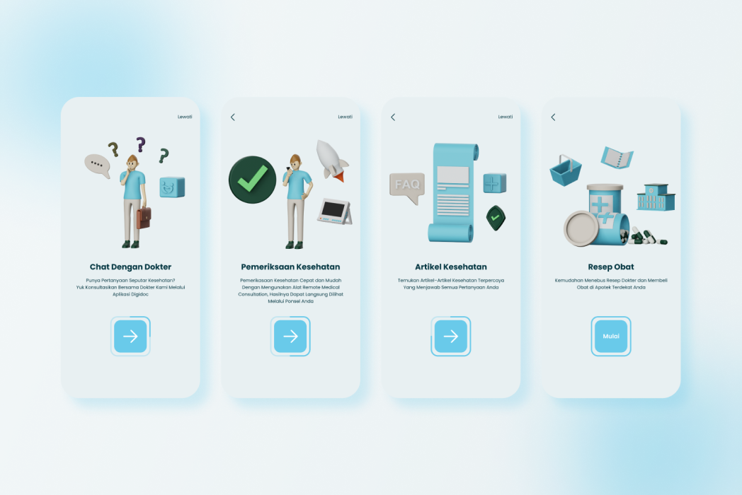 Hasil karya 3D Onboarding Digidoc App di BuildWithAngga