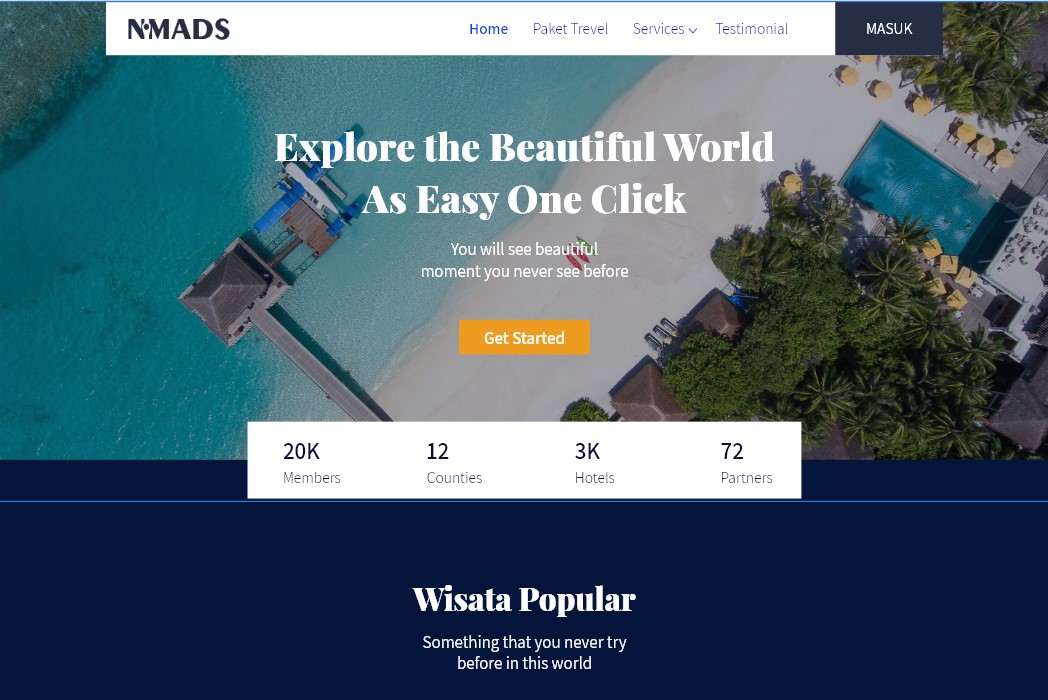 Hasil karya Nomads-Travel belajar di BuildWithAngga