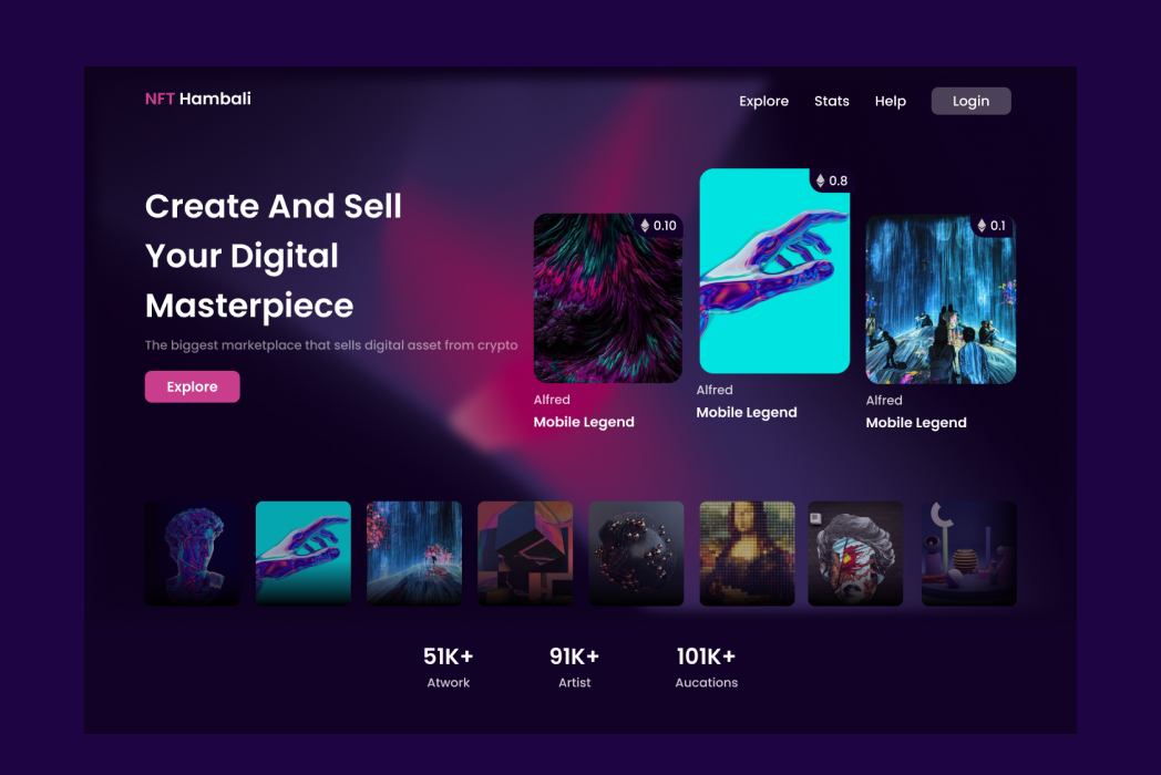 Hasil karya Landing Page NFT Website di BuildWithAngga