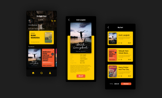 Hasil karya projek Book Store belajar design dan code di BuildWithAngga