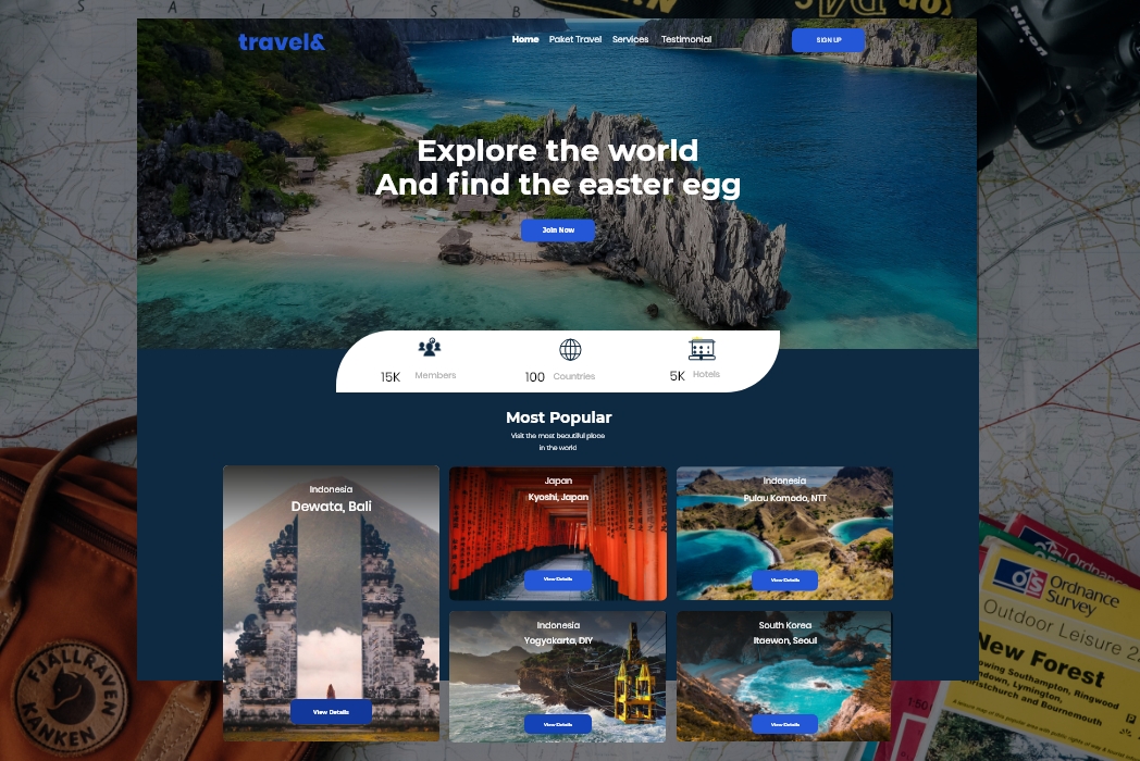 Hasil karya Website Travel di BuildWithAngga