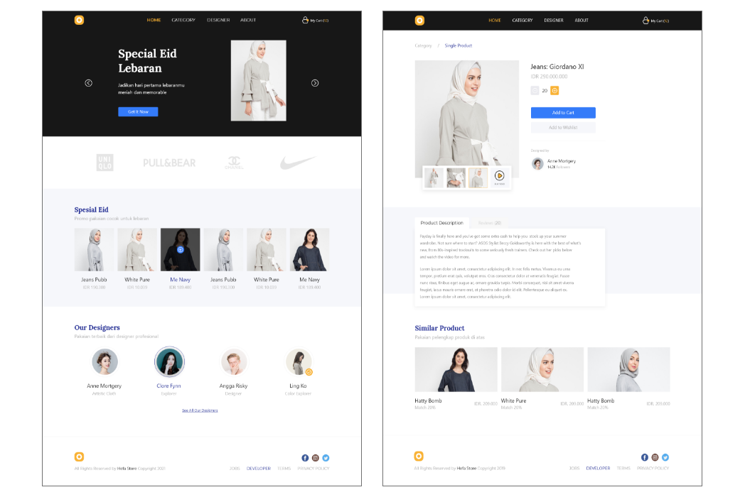 Hasil karya Hefa Store - Fullstack Website Designer belajar di BuildWith Angga