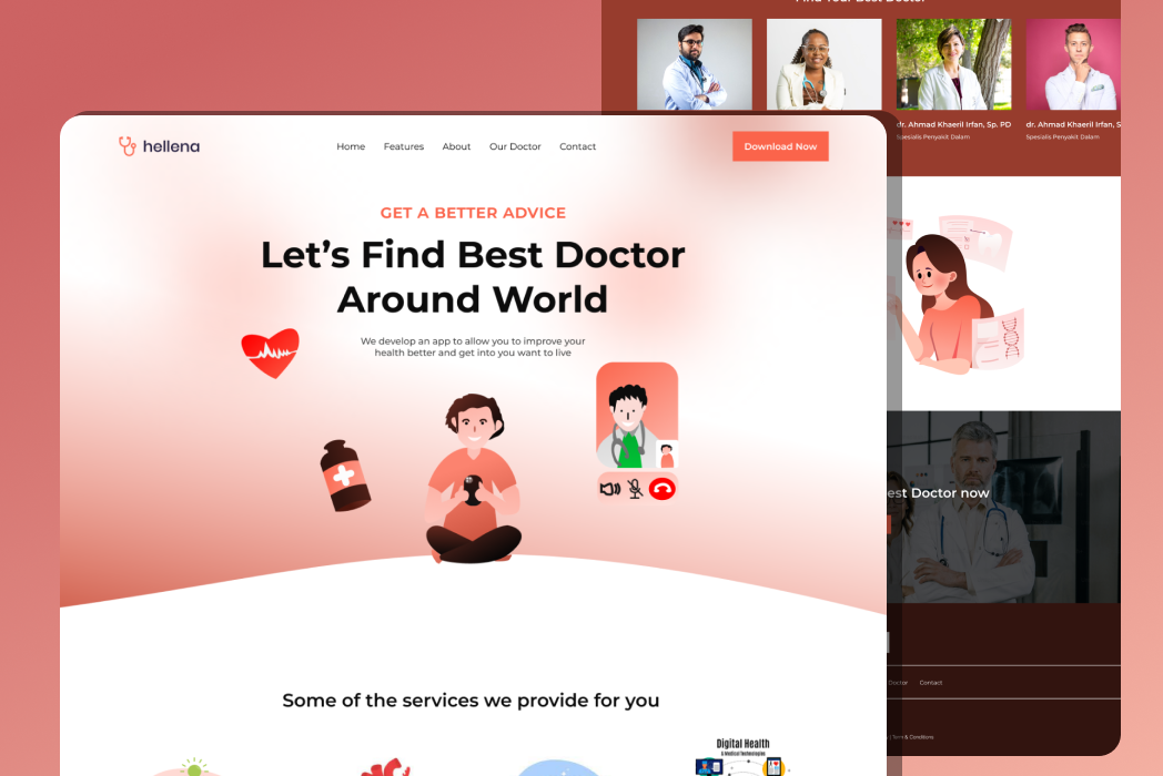 Hasil karya Landing Page Health Konsul App belajar di BuildWithAngga