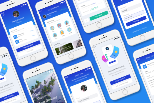 Hasil karya projek TiketSaya App belajar design dan code di BuildWithAngga