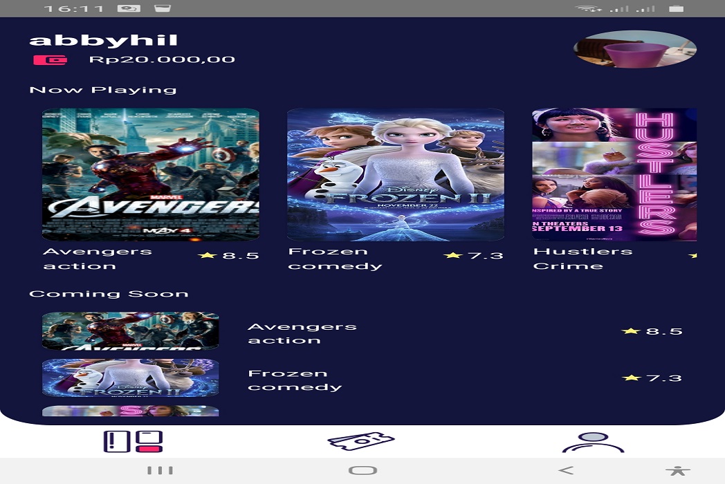 Hasil karya projek BWA Movie belajar design dan code di BuildWithAngga
