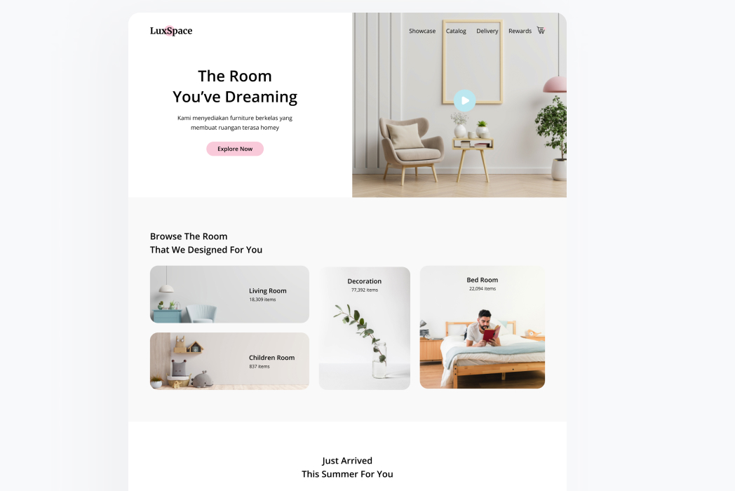 Hasil karya Luxspace React App di BuildWithAngga