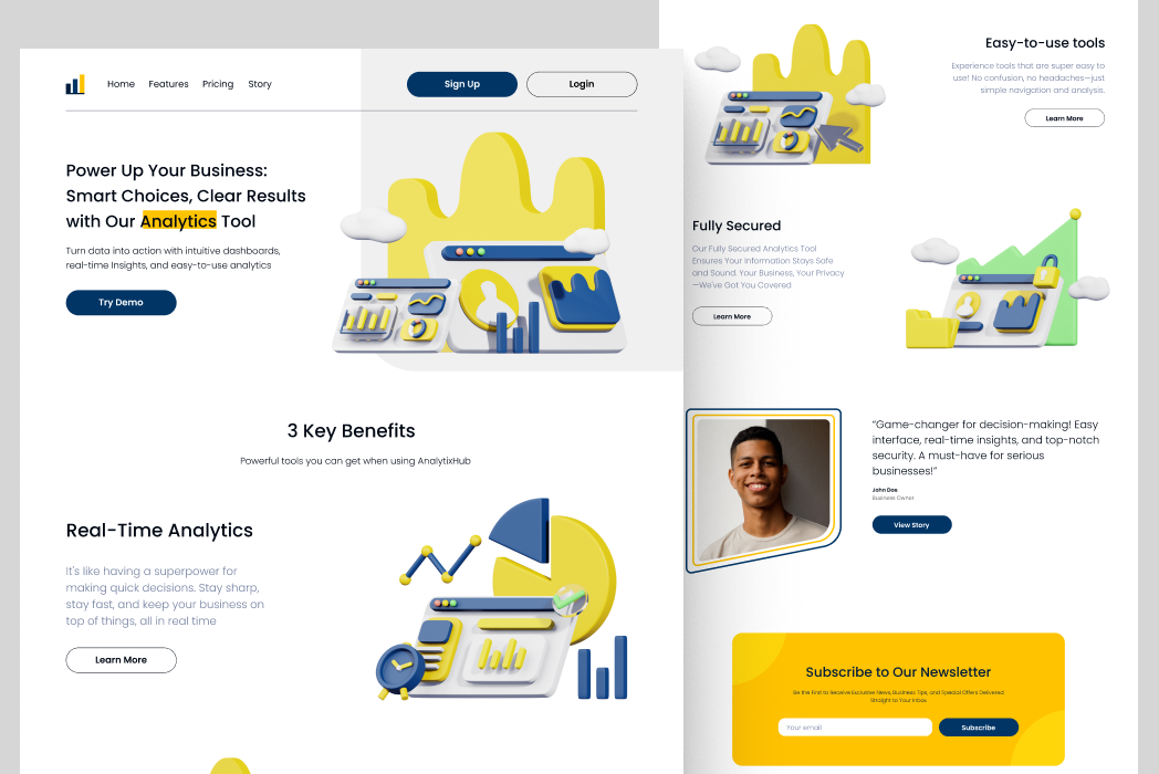 Hasil karya projek 3D Landing Page belajar design dan code di BuildWithAngga