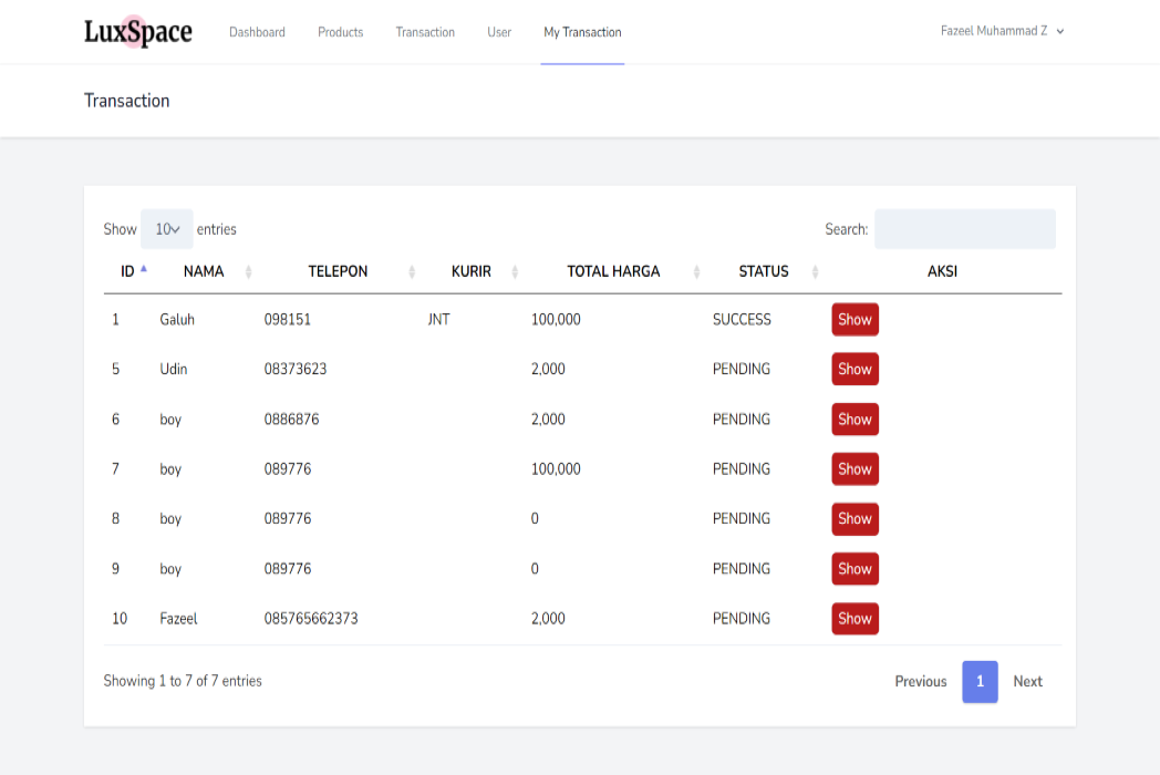 Hasil karya projek Web Furniture belajar design dan code di BuildWithAngga